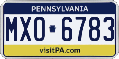 PA license plate MXO6783