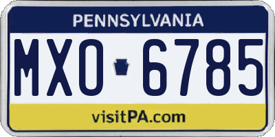PA license plate MXO6785