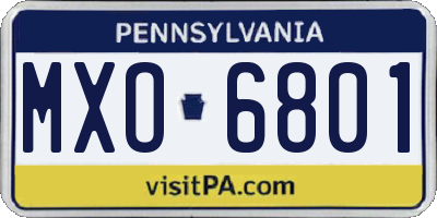 PA license plate MXO6801