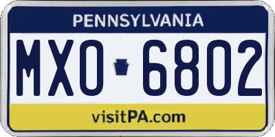 PA license plate MXO6802
