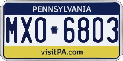 PA license plate MXO6803