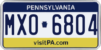 PA license plate MXO6804