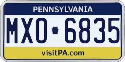 PA license plate MXO6835