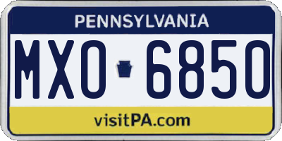 PA license plate MXO6850