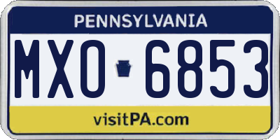PA license plate MXO6853