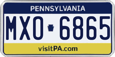 PA license plate MXO6865