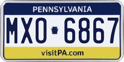 PA license plate MXO6867