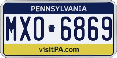 PA license plate MXO6869