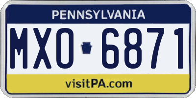 PA license plate MXO6871