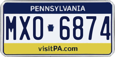 PA license plate MXO6874