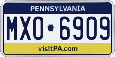 PA license plate MXO6909