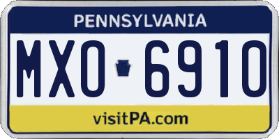 PA license plate MXO6910