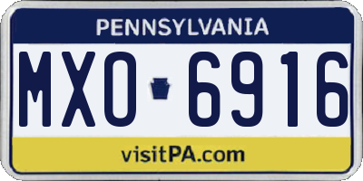 PA license plate MXO6916