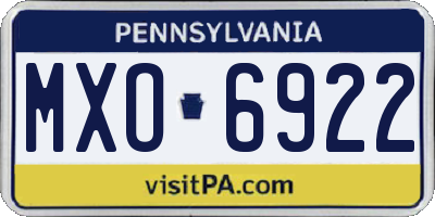 PA license plate MXO6922