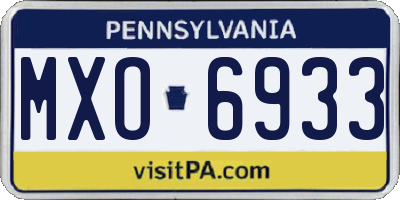 PA license plate MXO6933