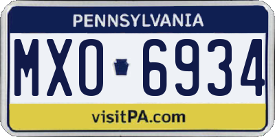PA license plate MXO6934