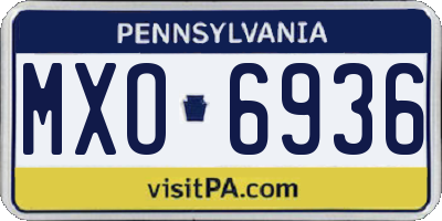 PA license plate MXO6936