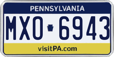 PA license plate MXO6943