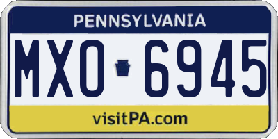 PA license plate MXO6945