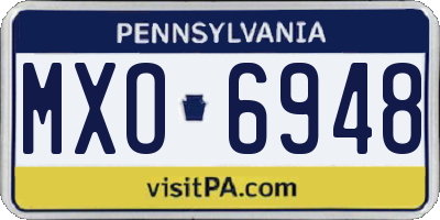 PA license plate MXO6948