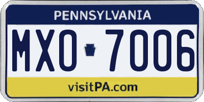 PA license plate MXO7006