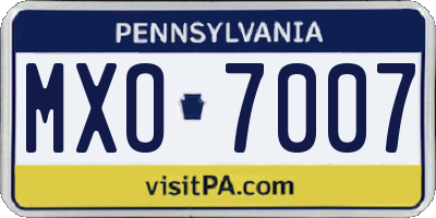 PA license plate MXO7007