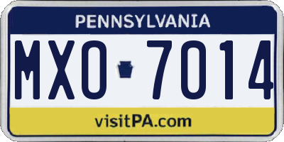 PA license plate MXO7014