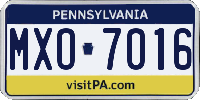 PA license plate MXO7016