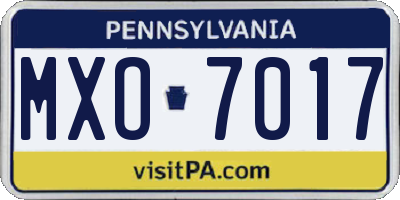 PA license plate MXO7017