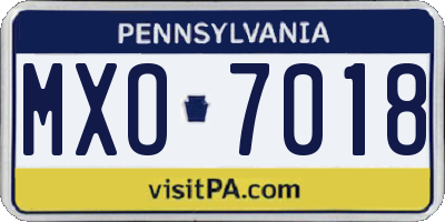 PA license plate MXO7018