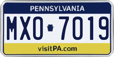 PA license plate MXO7019