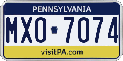 PA license plate MXO7074