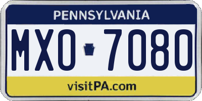 PA license plate MXO7080