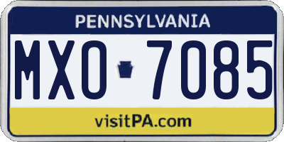 PA license plate MXO7085
