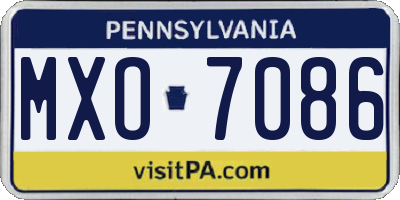 PA license plate MXO7086