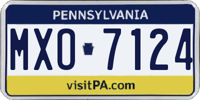 PA license plate MXO7124