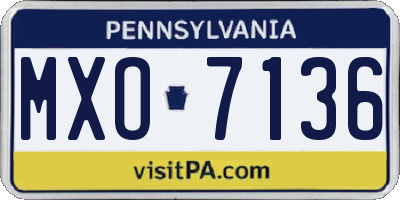 PA license plate MXO7136