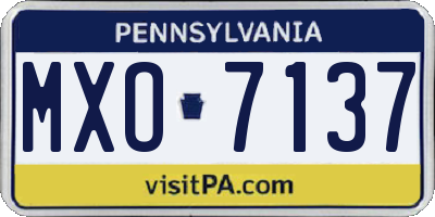 PA license plate MXO7137