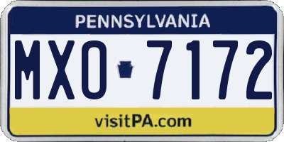 PA license plate MXO7172
