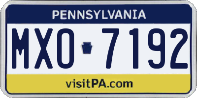 PA license plate MXO7192