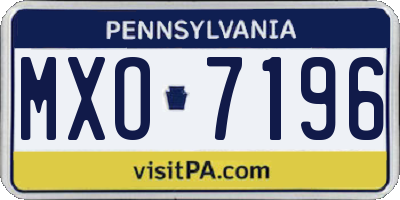 PA license plate MXO7196