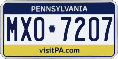 PA license plate MXO7207