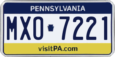 PA license plate MXO7221