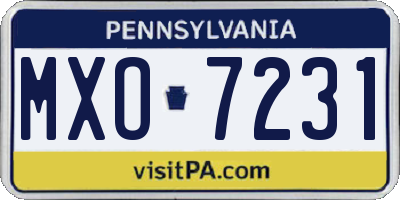 PA license plate MXO7231