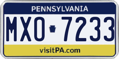 PA license plate MXO7233