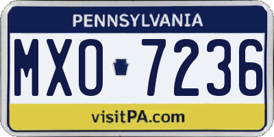 PA license plate MXO7236