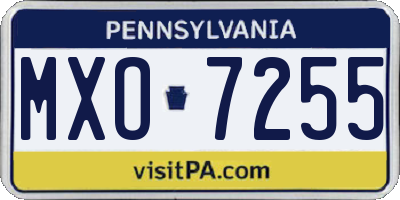 PA license plate MXO7255