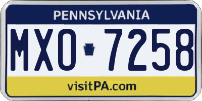 PA license plate MXO7258