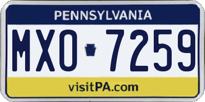 PA license plate MXO7259