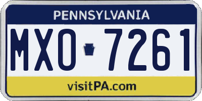 PA license plate MXO7261